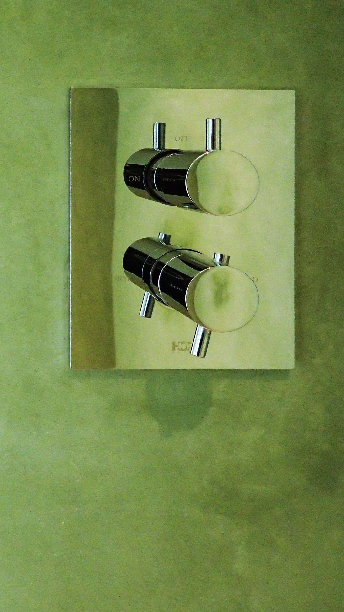 Residential - Luxury walk in shower, Waterproof bright green stucco